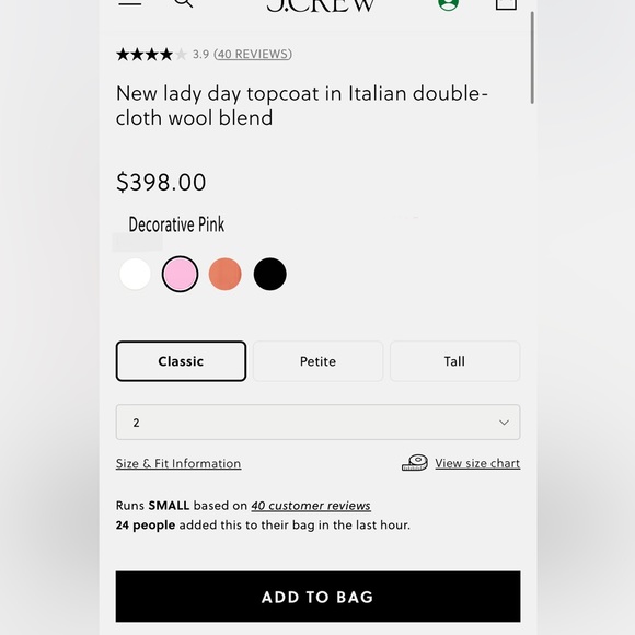 Last One NWT PINK J. CREW Wool-blend lady coat - Picture 13 of 17